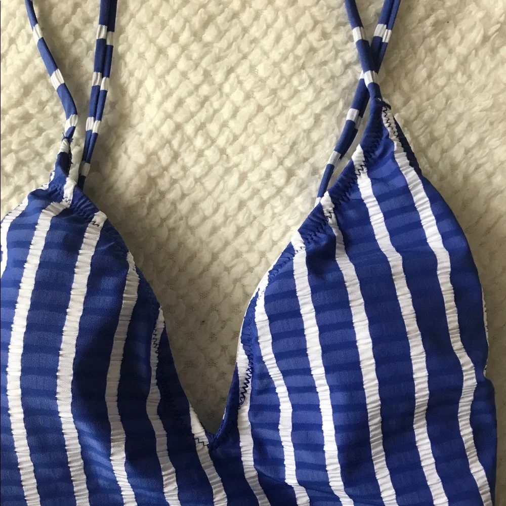 J. Crew Blue and White Striped One Piece Swimsuit - Picture 3 of 6